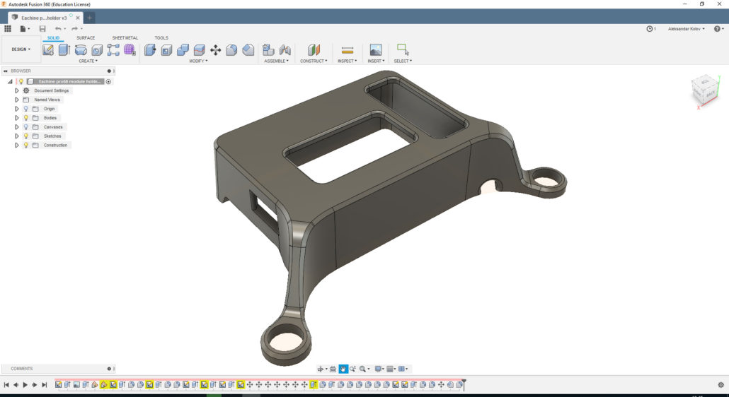 Designing the Eachine Pro58 holder in Autodesk Fusion360